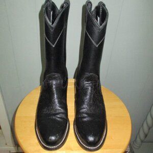 LARRY MAHON 4889 10201 Black Leather Cowboy Boots